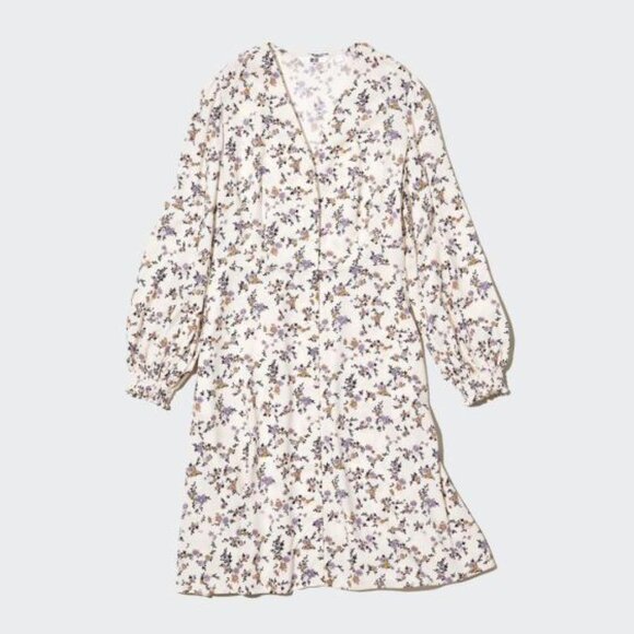 (Last Chance)PRINTED V-NECK FLORAL MINI DRESS - Picture 1 of 7